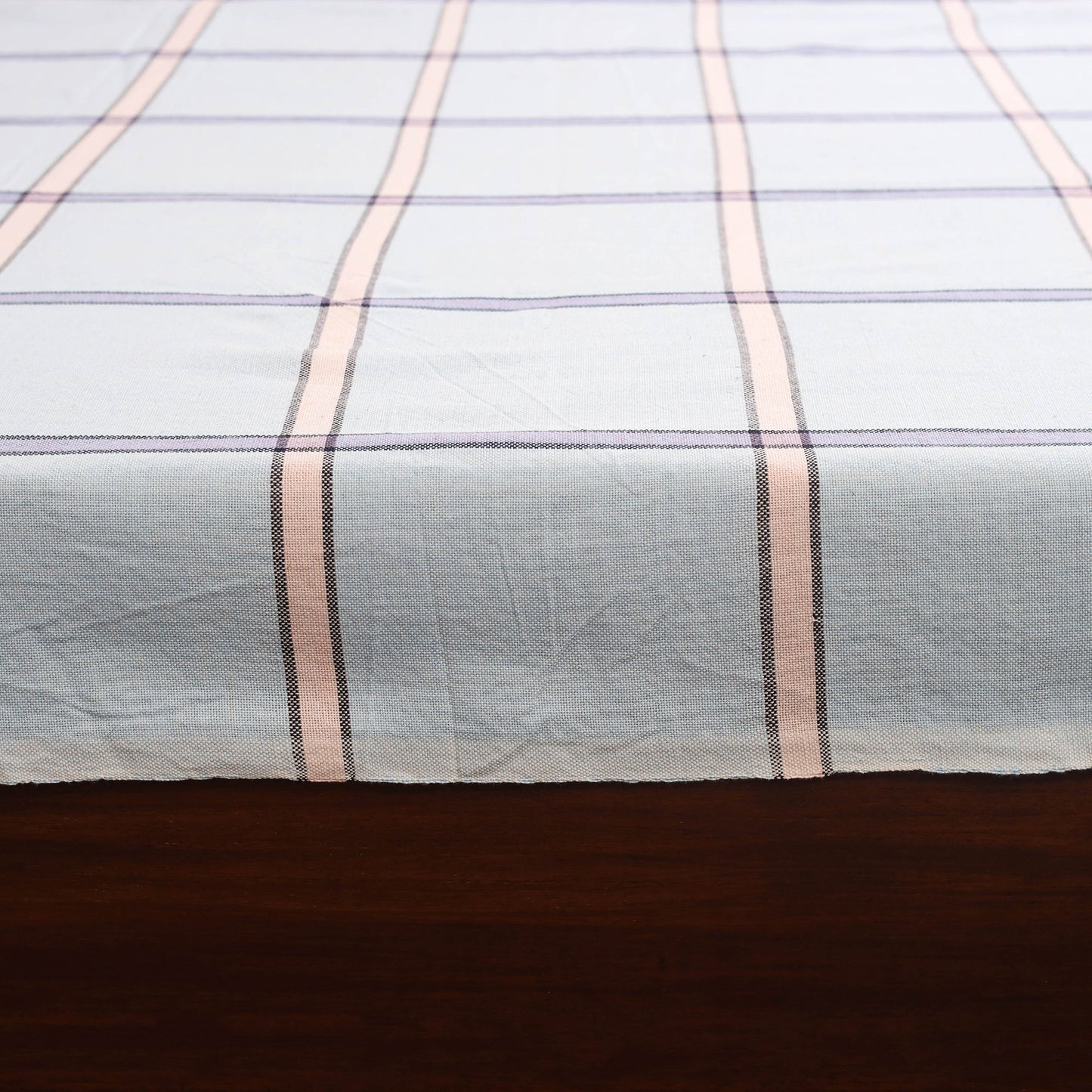 Blue - double handloom cotton bed sheet (108 x 90 in) 13