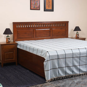 Blue - double handloom cotton bed sheet (108 x 90 in) 23