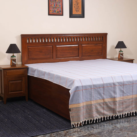 Blue - double handloom cotton bed sheet (108 x 90 in) 58