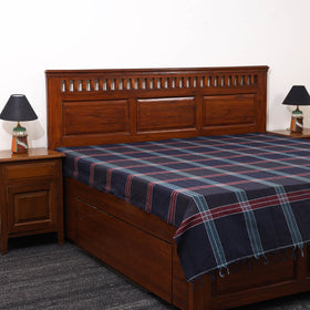 Blue - double handloom cotton bed sheet (93 x 90 in) 15