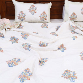 Double - Reversible Sanganeri Block Print Cotton Quilt Set