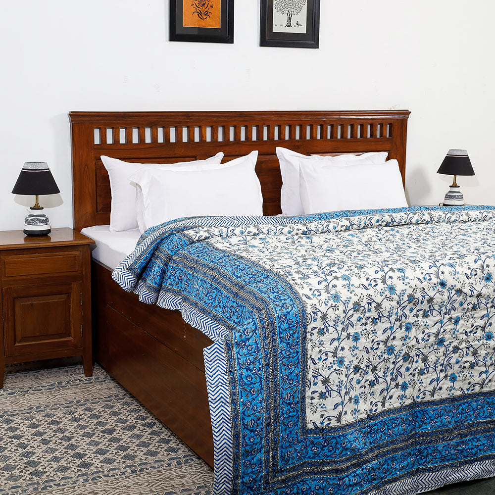  Double - Sanganeri Printed Reversible Soft Cotton Quilt / Blanket 