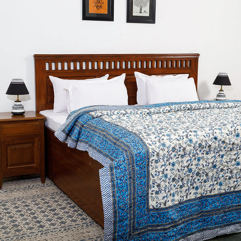  Double - Sanganeri Printed Reversible Soft Cotton Quilt / Blanket 
