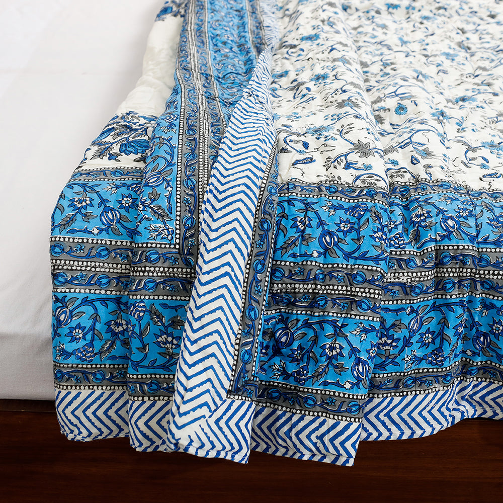  Double - Sanganeri Printed Reversible Soft Cotton Quilt / Blanket 