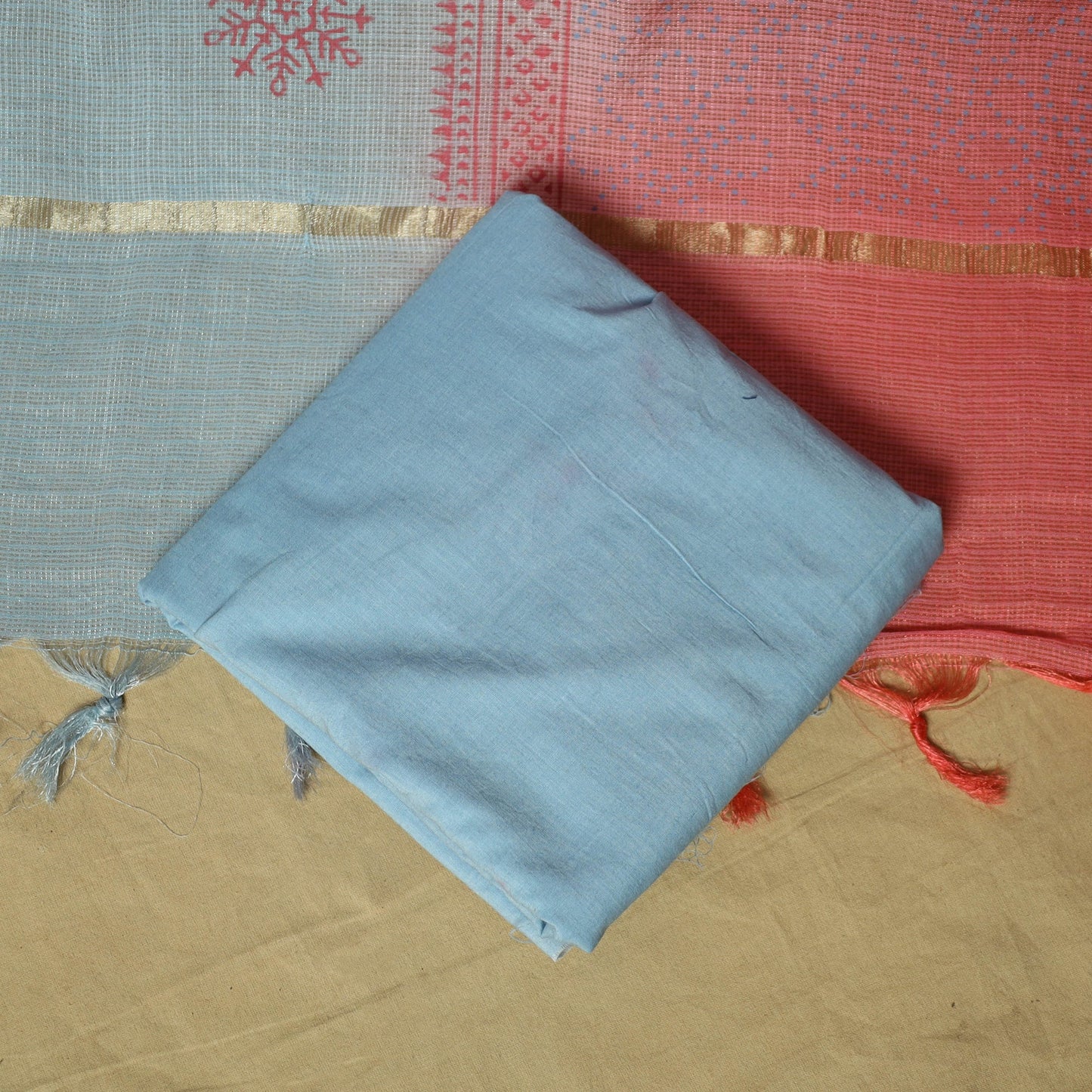 Embroidered cotton printed 3pc unstitched dress material 84