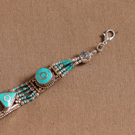 Blue - ethnic tribal tibetan metal bracelet from himalaya