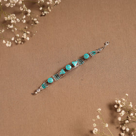 Blue - ethnic tribal tibetan metal bracelet from himalaya