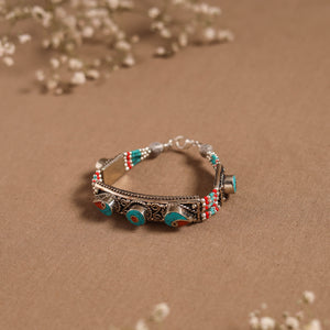 Blue - ethnic tribal tibetan metal bracelet from himalaya