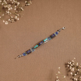 Blue - ethnic tribal tibetan metal bracelet from himalaya