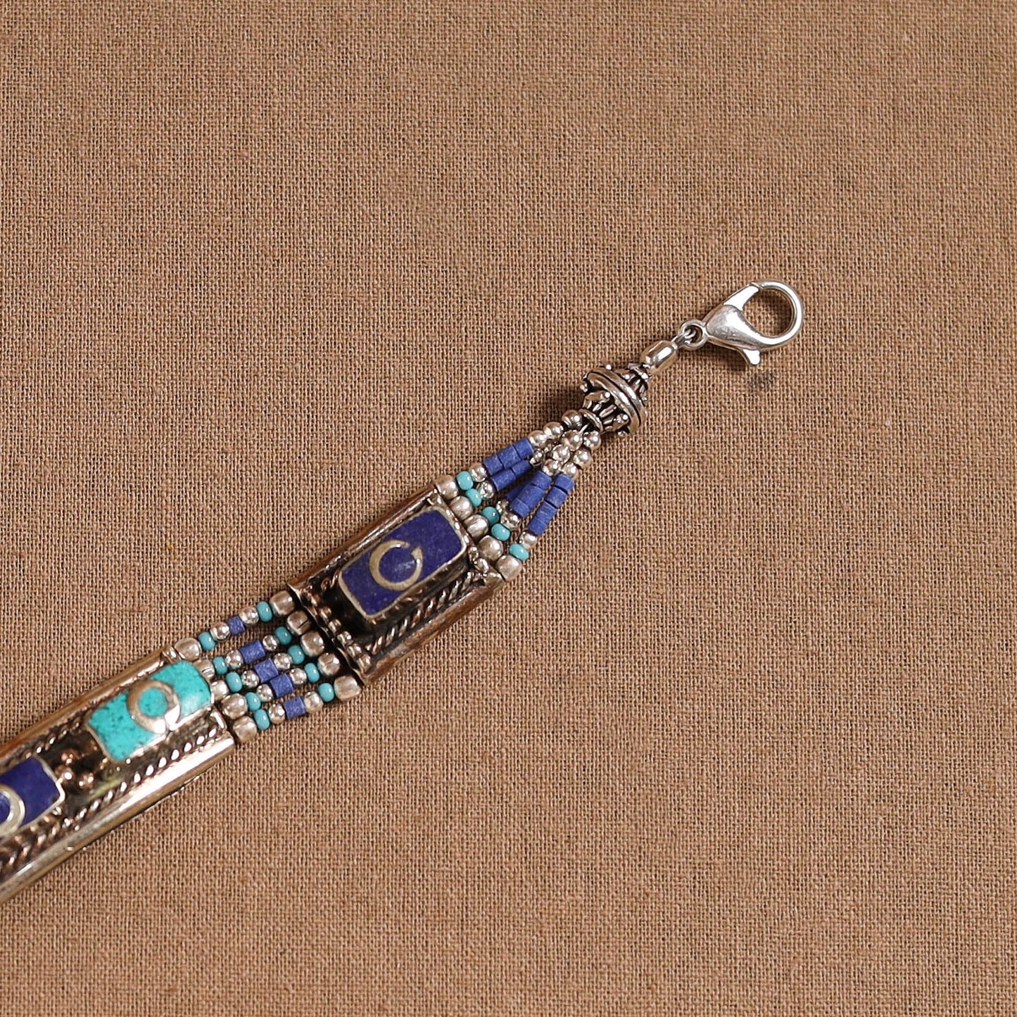 Blue - ethnic tribal tibetan metal bracelet from himalaya