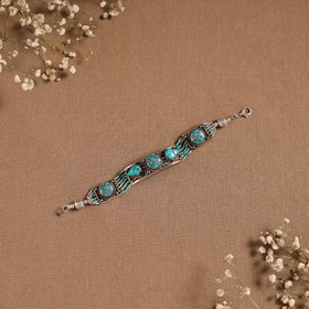 Blue - ethnic tribal tibetan metal bracelet from himalaya