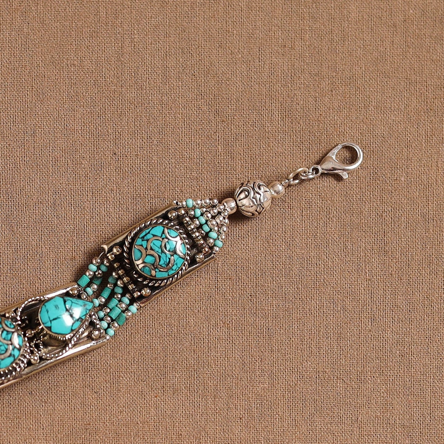 Blue - ethnic tribal tibetan metal bracelet from himalaya