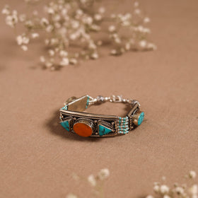 Blue - ethnic tribal tibetan metal bracelet from himalaya