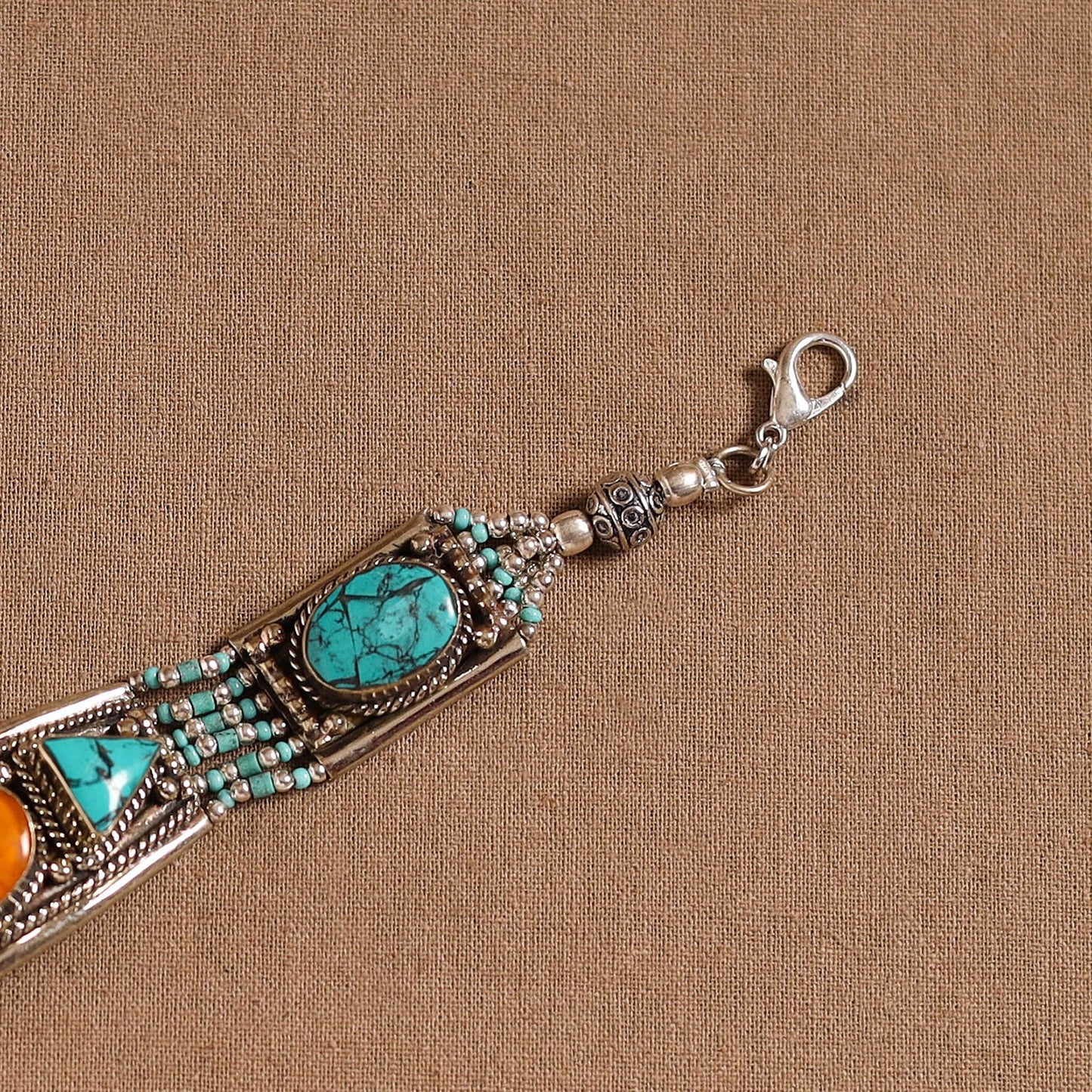 Blue - ethnic tribal tibetan metal bracelet from himalaya