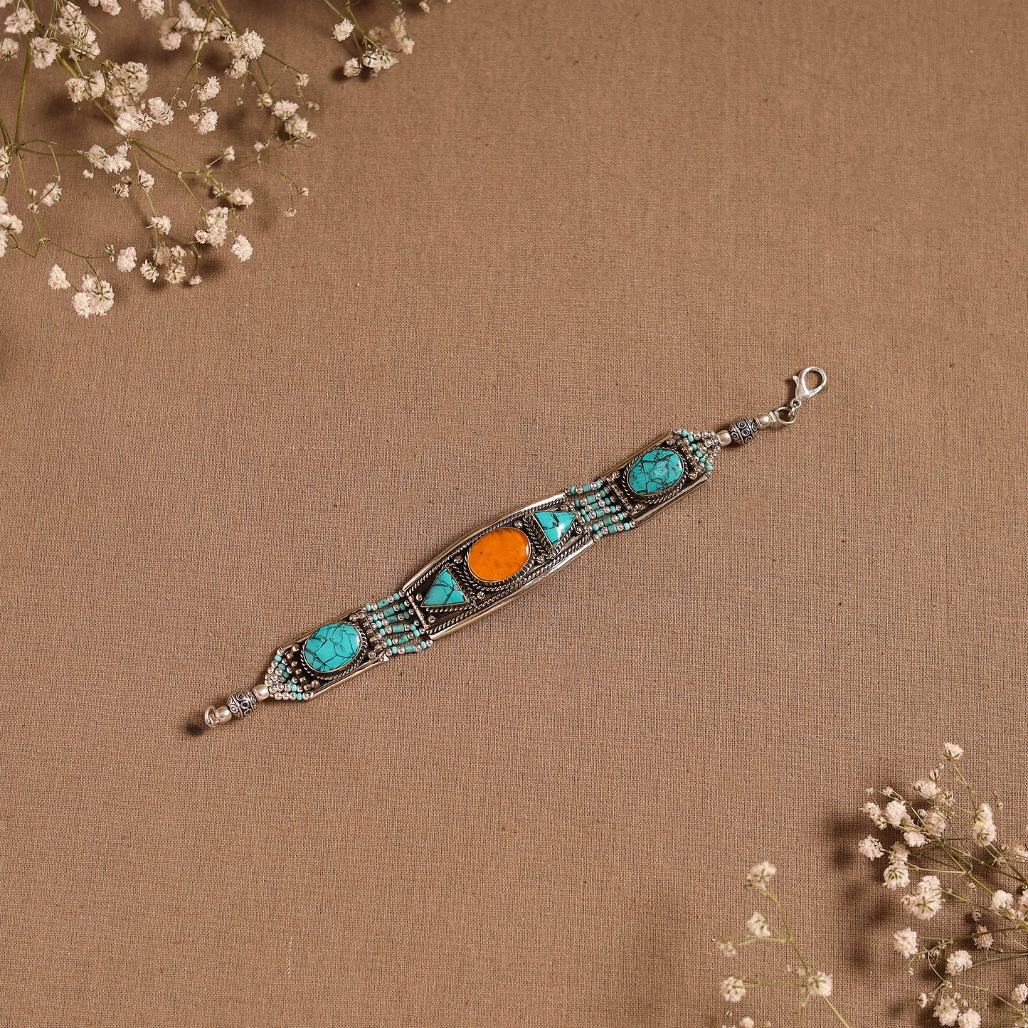 Blue - ethnic tribal tibetan metal bracelet from himalaya