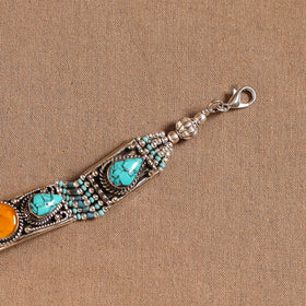 Blue - ethnic tribal tibetan metal bracelet from himalaya