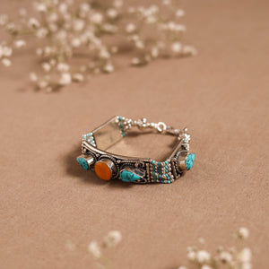 Blue - ethnic tribal tibetan metal bracelet from himalaya