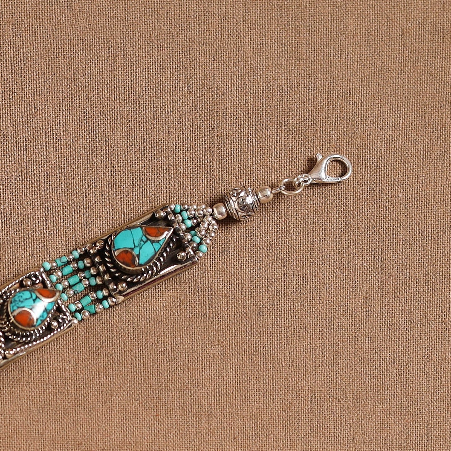 Blue - ethnic tribal tibetan metal bracelet from himalaya
