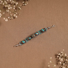 Blue - ethnic tribal tibetan metal bracelet from himalaya
