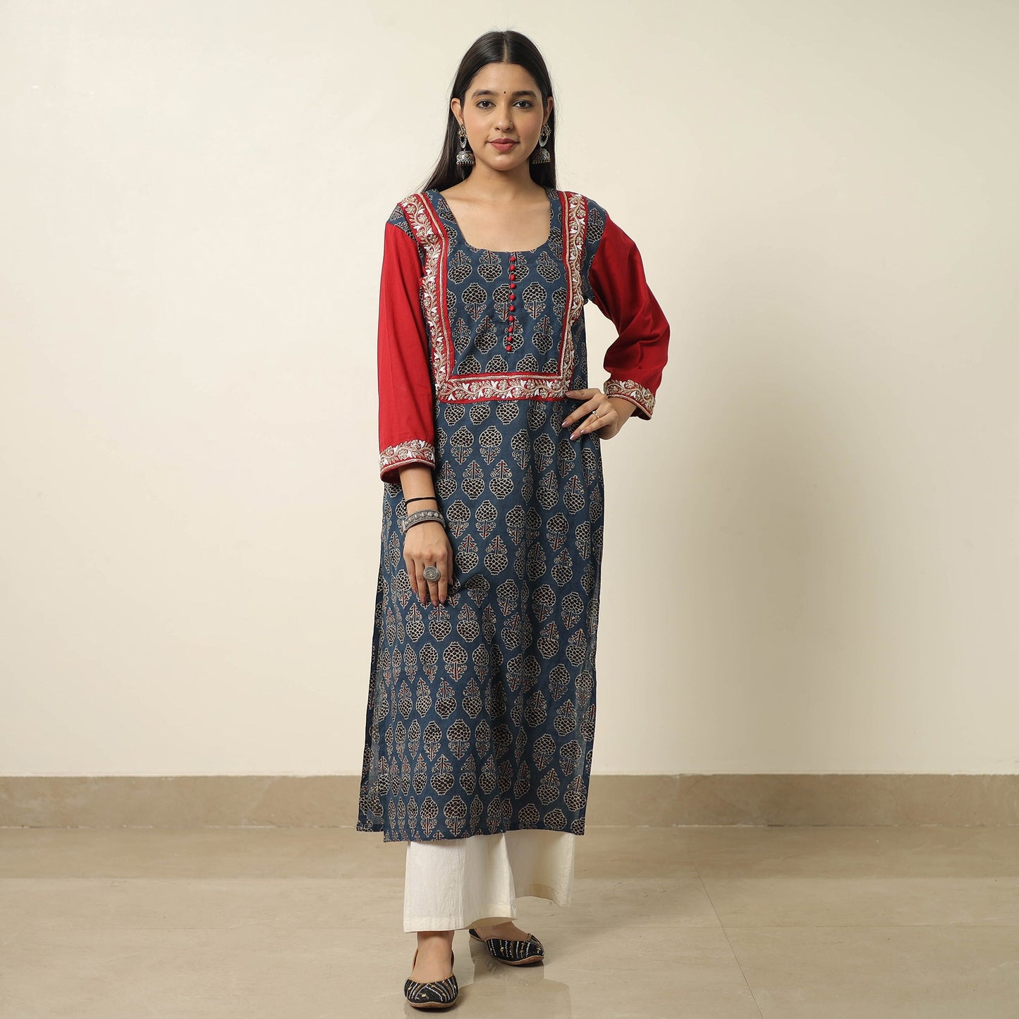 Exclusive Hand Zardozi Embroidery Mul Cotton Kurta for Women
