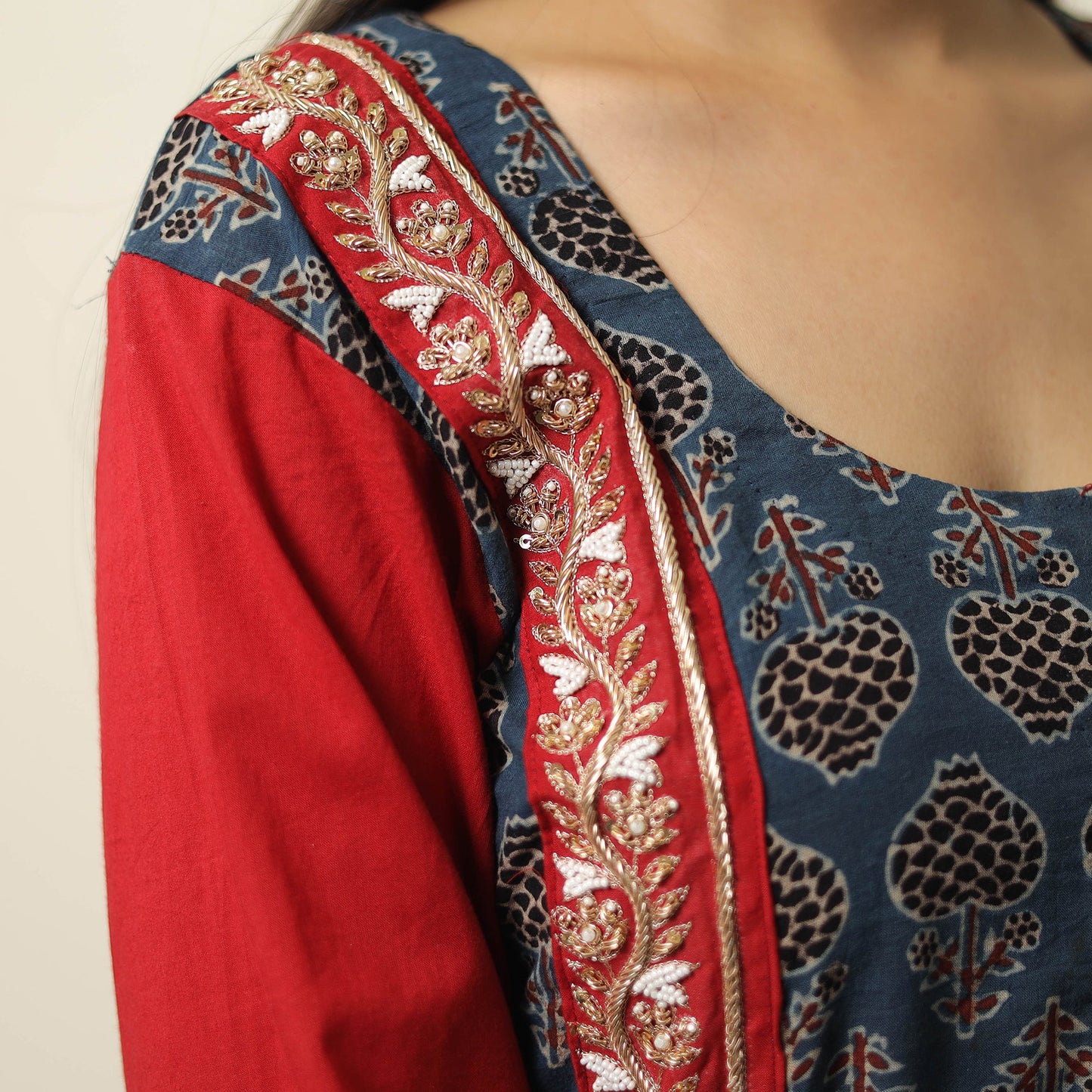 Exclusive Hand Zardozi Embroidery Mul Cotton Kurta for Women