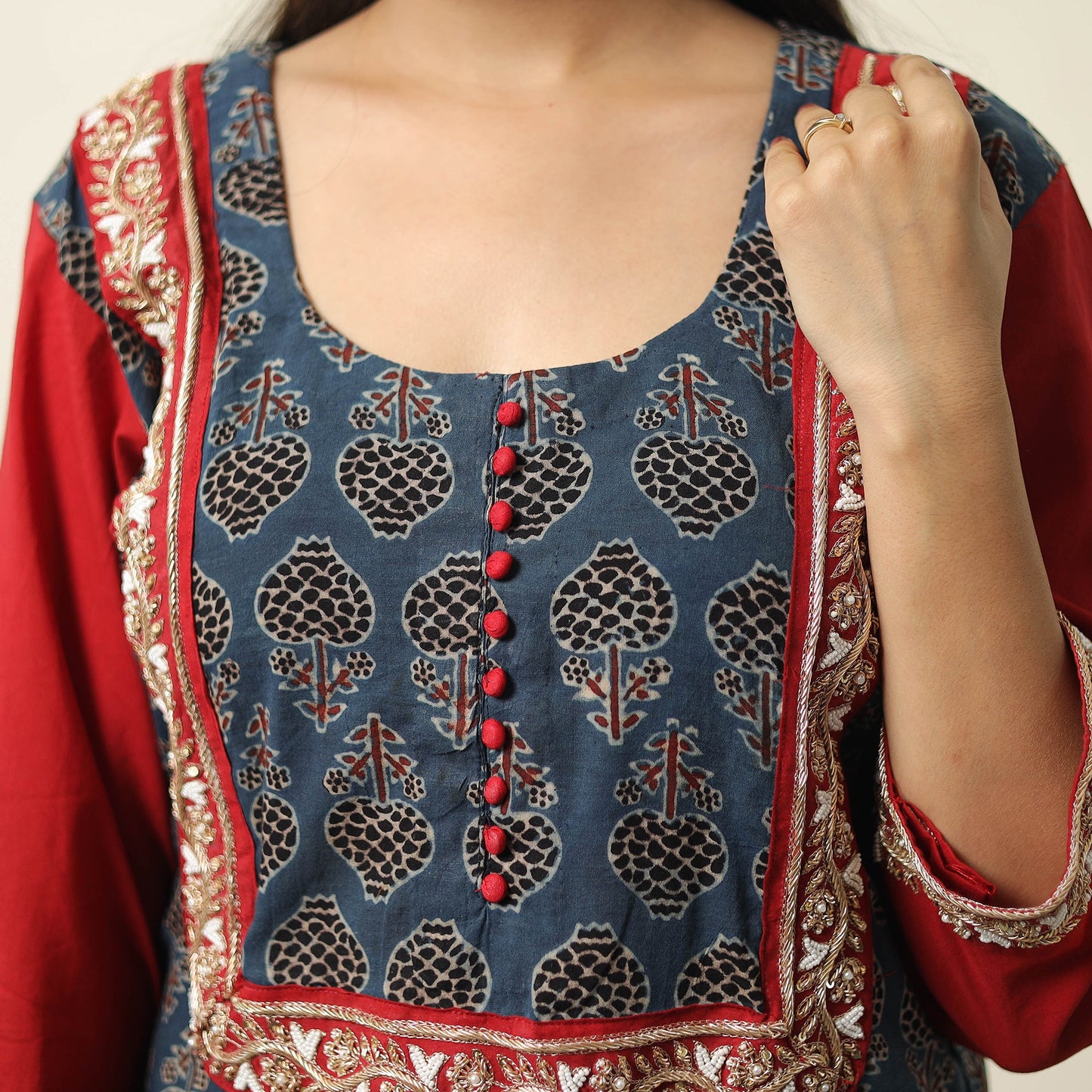 Exclusive Hand Zardozi Embroidery Mul Cotton Kurta for Women