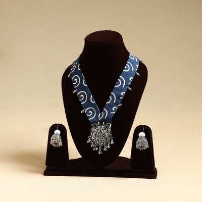 Blue - fabart german silver necklace set 29 - handcrafted