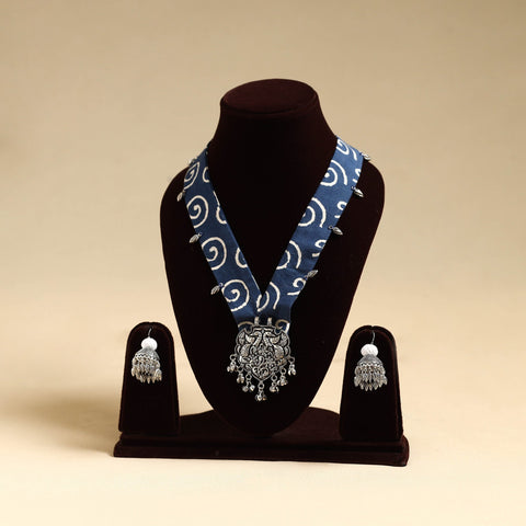 Blue - fabart german silver necklace set 29 - handcrafted