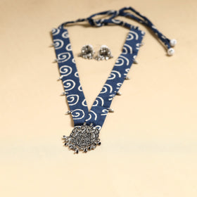 Blue - fabart german silver necklace set 29 - handcrafted