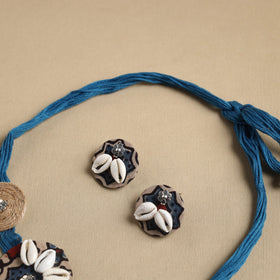 Blue - fabart jute choker necklace set 21 - handcrafted