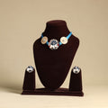 Blue - fabart jute choker necklace set 21 - handcrafted
