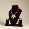  Blue Fabart Jute & Shell Work Necklace Set