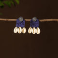 Blue - falak fabart shell work earrings - handcrafted