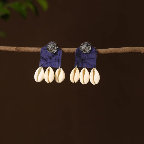 Blue - falak fabart shell work earrings - handcrafted