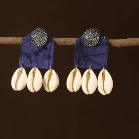 Blue - falak fabart shell work earrings - handcrafted