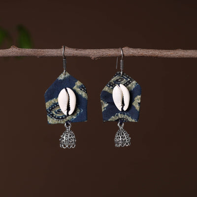 Blue - falak german silver fabart earrings - handcrafted