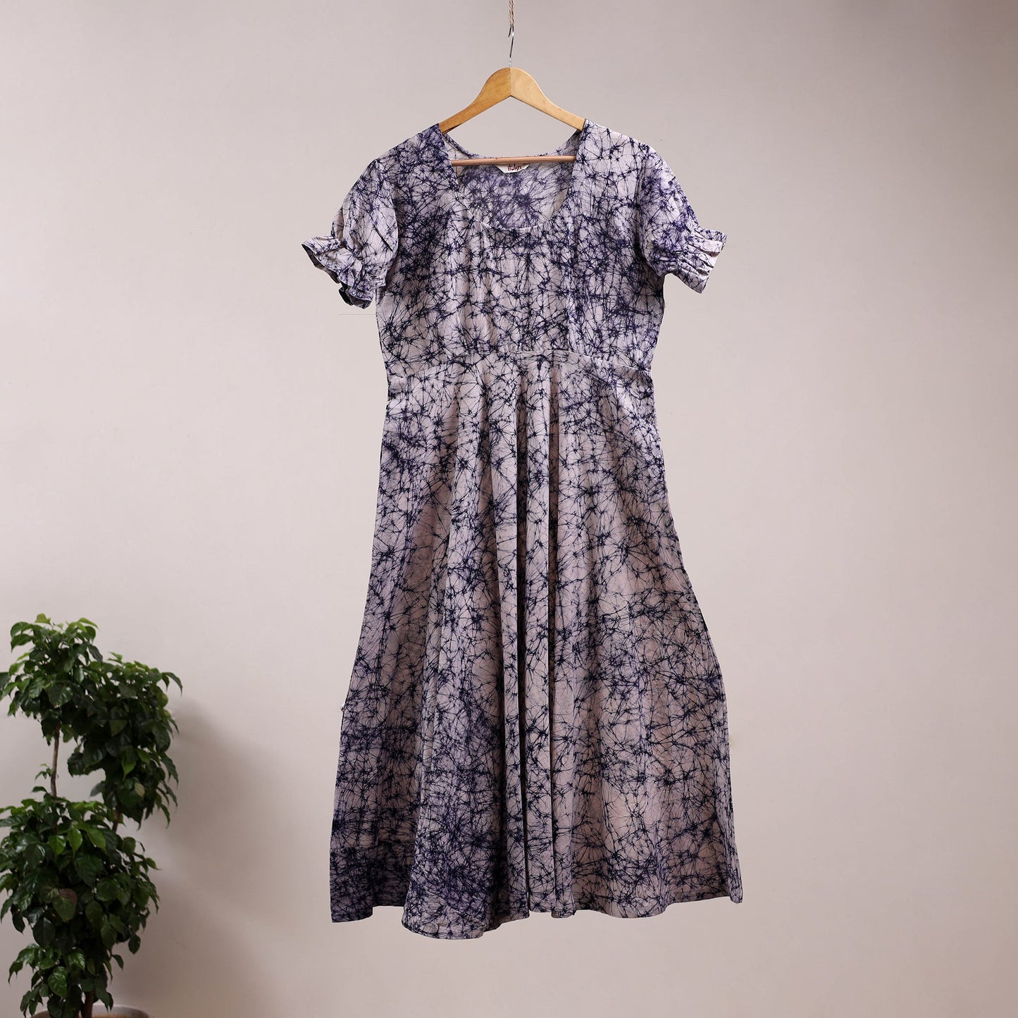 Blue - flared cotton batik dress 12 - handcrafted