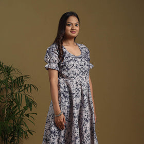 Blue - flared cotton batik dress 12 - handcrafted