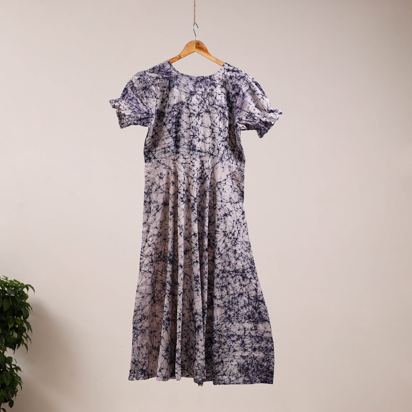Blue - flared cotton batik dress 12 - handcrafted