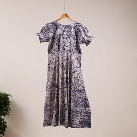 Blue - flared cotton batik dress 12 - handcrafted
