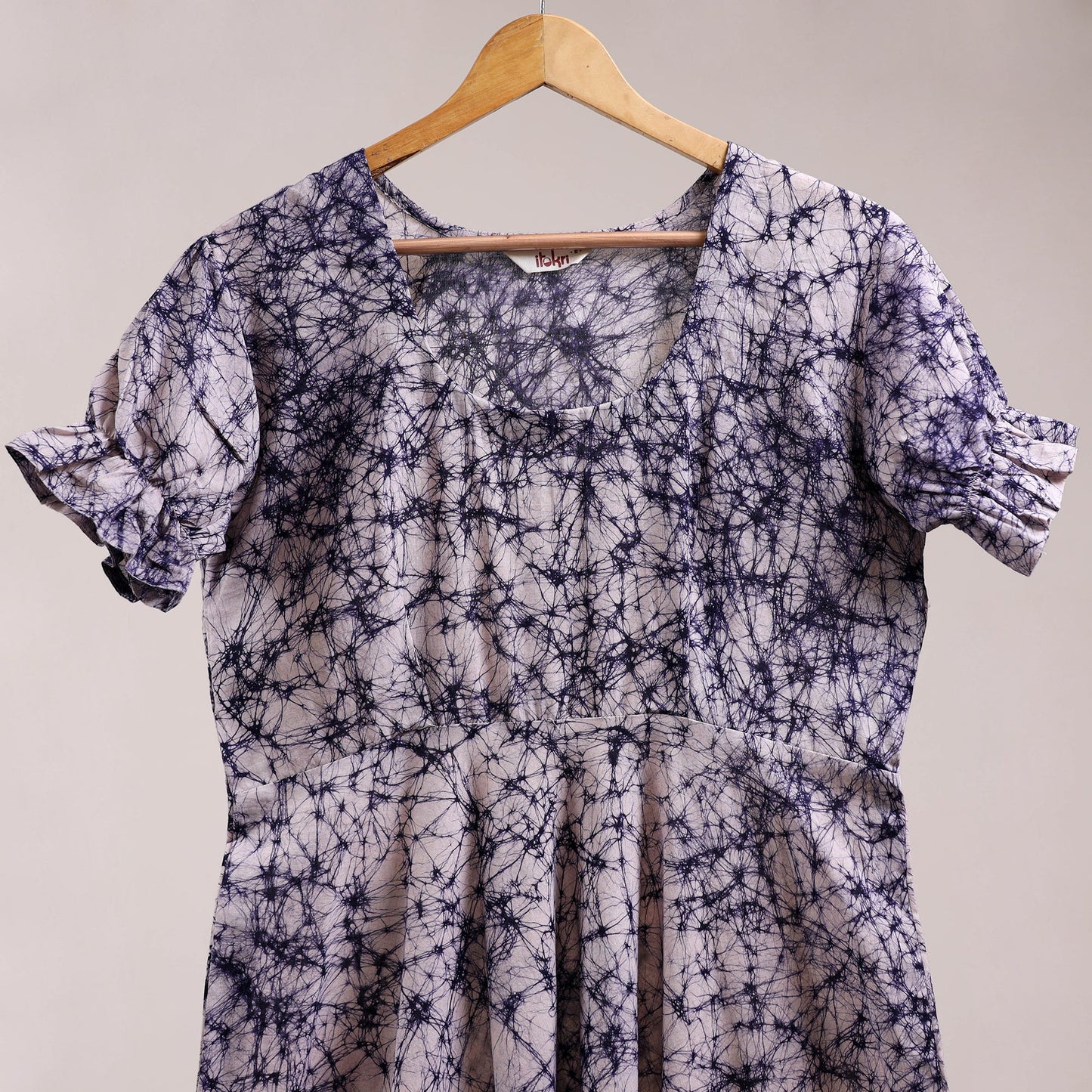 Blue - flared cotton batik dress 12 - handcrafted