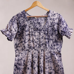 Blue - flared cotton batik dress 12 - handcrafted