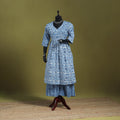 Blue - flared cotton hand batik suit set (set of 2) 04