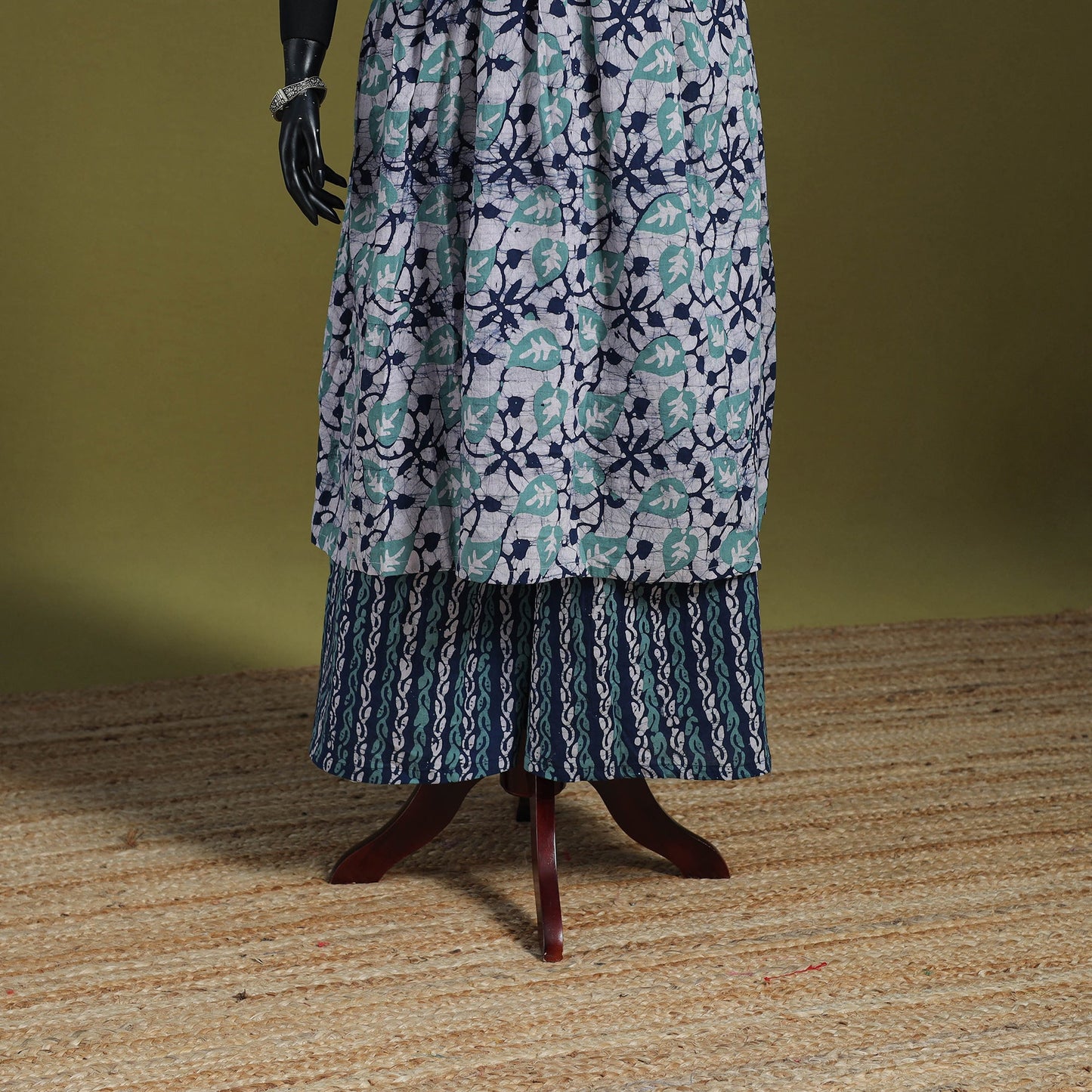 Blue - flared cotton hand batik suit set (set of 2) 14