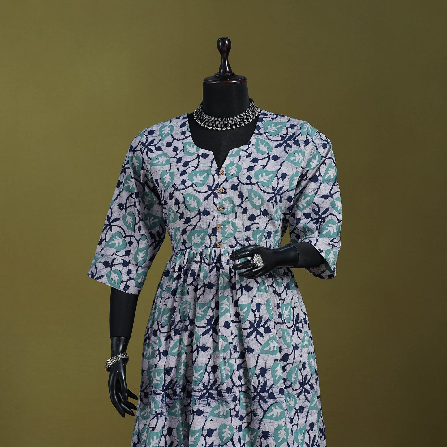 Blue - flared cotton hand batik suit set (set of 2) 14