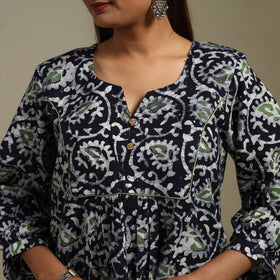 Flared cotton hand batik kurta for women 07 - handcrafted