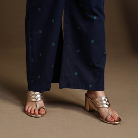 Buy Flared Cotton Blue Jacquard Kurta with Palazzo Set