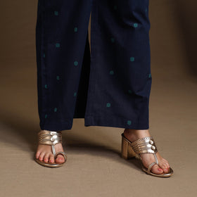 Buy Flared Cotton Blue Jacquard Kurta with Palazzo Set