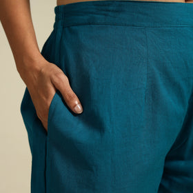 Blue Flex Cotton Elasticated Plain Pant