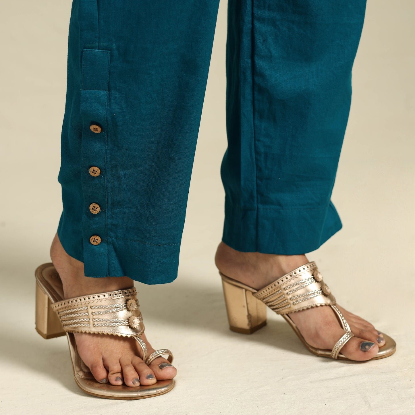 Blue Flex Cotton Elasticated Plain Pant